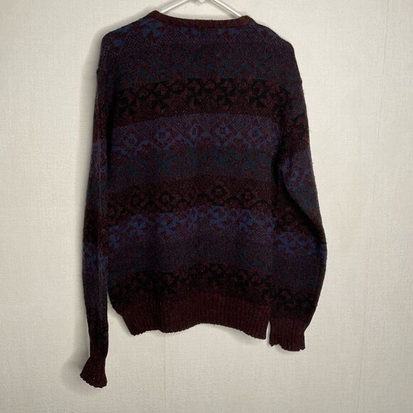 Vintage Boundary Waters Men‎ XL BordoPurple 100%Shetland Wool Italy Made Grandpa - Picture 8 of 9